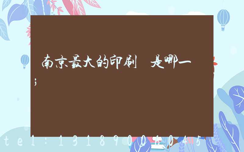 南京最大的印刷廠是哪一個