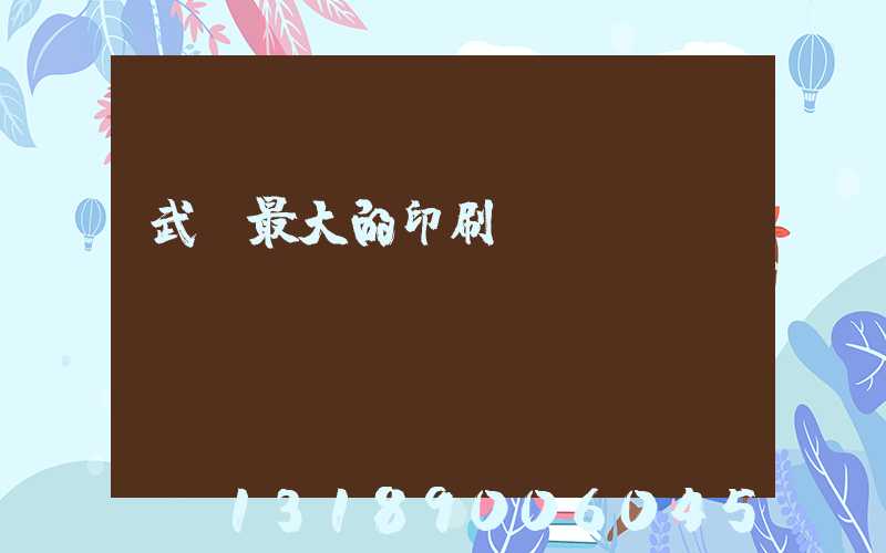 武漢最大的印刷廠